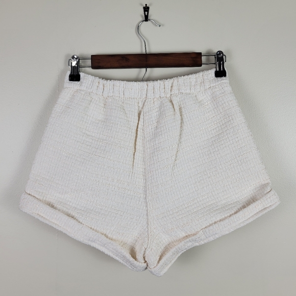 Revolve Line & Dot Avery Tweed Fabric Ivory Shorts - Picture 7 of 16